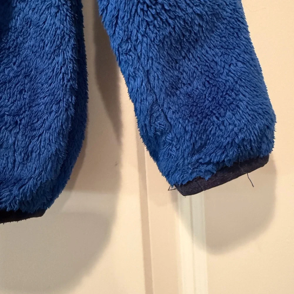 The North Face Blue and Black Kids' Fleece Hooded Jacket - Sz 18-24